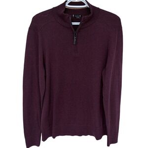 Smartwool 1/4 Zip Pullover Sweater Mens Medium Maroon Red Merino Wool Blend Mock